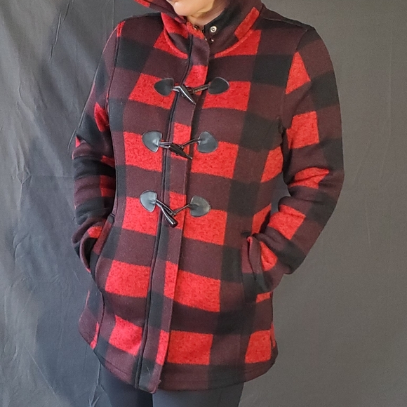 Madden Girl Jackets & Blazers - Madden Girl Red Gingham Hooded Jacket